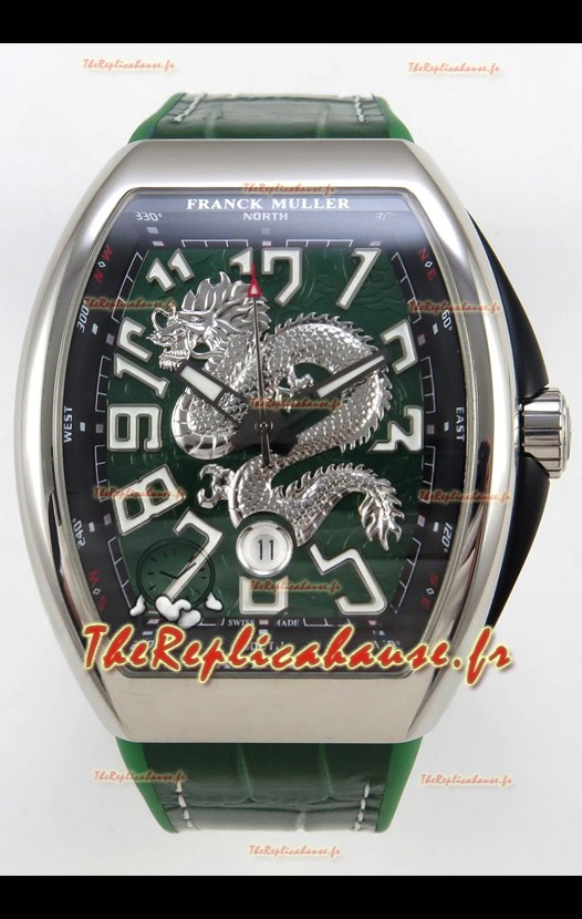 Franck Muller Vanguard Super Clone Yachting Dragon V45 Cadran vert Boîtier en acier inoxydable