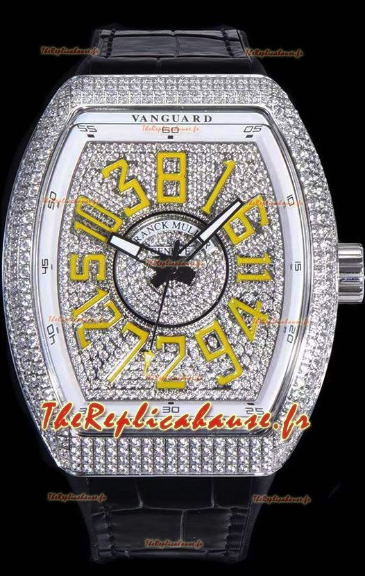 Montre Franck Muller Vanguard Crazy Hours Edition Réplique Suisse - Chiffres jaunes