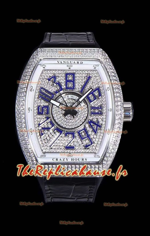 Montre Franck Muller Vanguard Crazy Hours Edition Réplique Suisse - Chiffres bleus