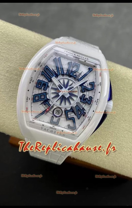 Franck Muller Vanguard Yachting Céramique blanche Montre réplique 1:1 miroir Suisse
