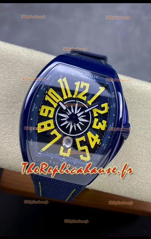 Franck Muller Vanguard Yachting Céramique Bleue Montre Réplique miroir 1:1 Suisse
