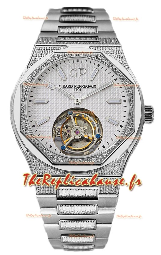 Girard Perregaux Laureato Tourbillon Cadran blanc Montre réplique 1:1 Suisse 