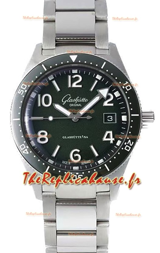 Glashütte SeaQ Divers Edition Cadran vert Montre Suisse Réplique 1:1 Superclone 