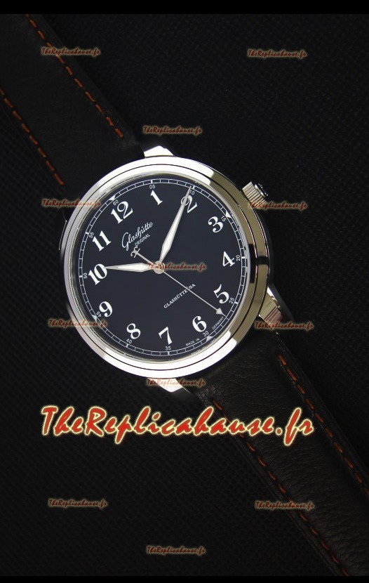 Glashuette Senator Excellence, Cadran Noir-Boîtier en Acier, Montre Réplique Suisse 