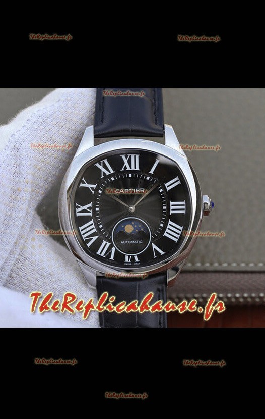 Montre "Drive De Cartier" Moonphase Edition 1:1 Réplique en acier inoxydable - cadran brun 