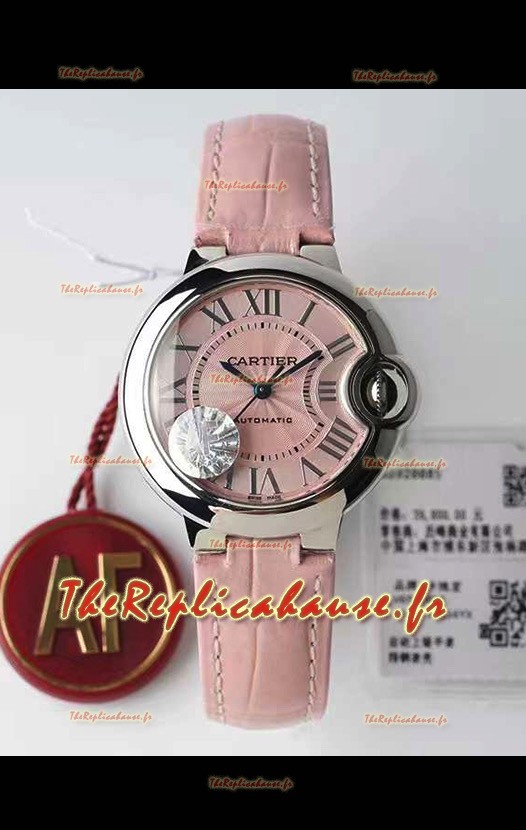 Montre "Ballon De Cartier" Suisse Automatique 1:1 Qualité Miroir 33MM en cadran/bracelet rose 