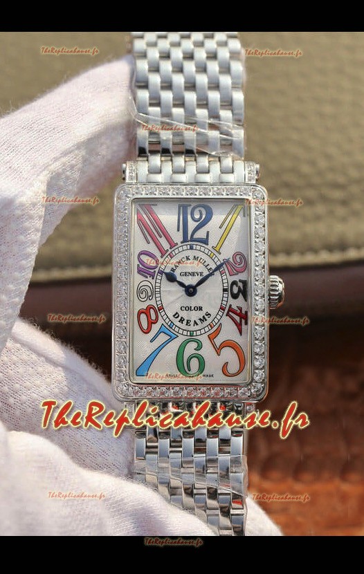Montre Franck Muller Long Island Rose Montre suisse en acier inoxydable avec mouvement à quartz suisse