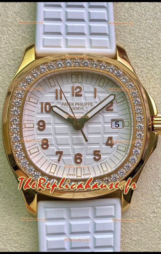 Montre Patek Philippe Aquanaut 5072R-001 Réplique Suisse en Or Jaune Cadran Blanc - 35MM