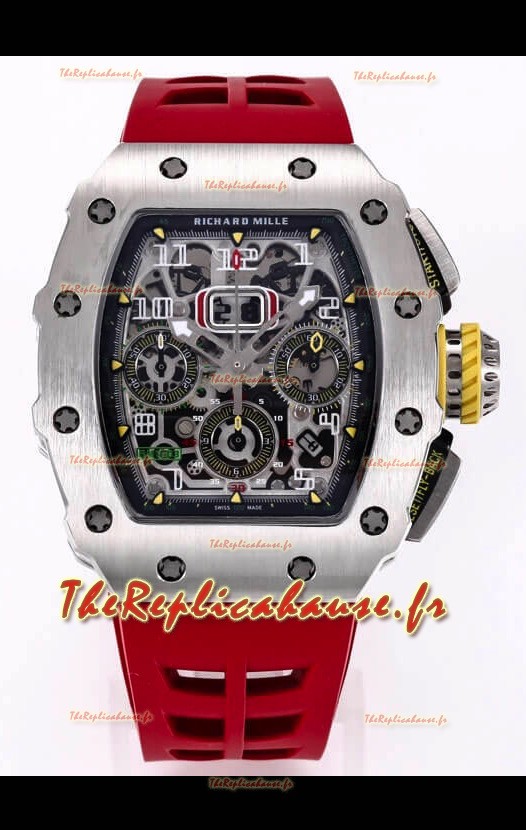 Montre Richard Mille RM011 Felipe Massa 1:1 Qualité miroir Boîtier léger en titane d'une seule pièce