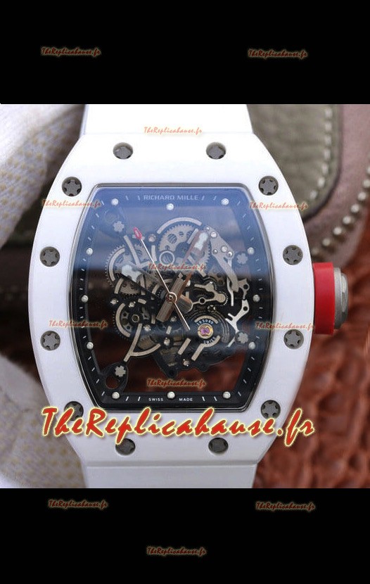 Montre Richard Mille RM055 Réplique de Montre 1:1 avec boîtier en céramique et bracelet blanc 