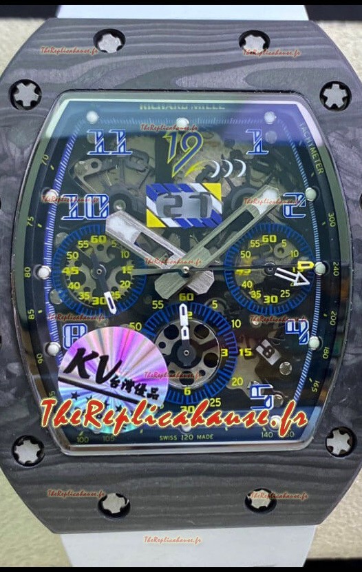 Montre Richard Mille RM011 Felipe Massa 1:1 Qualité Miroir Une Pièce Boîtier Carbone Forgé Noir