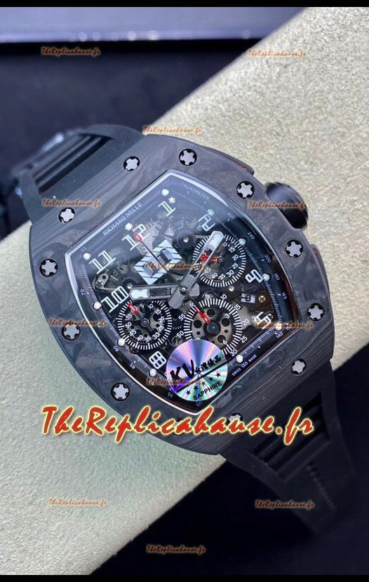 Montre Richard Mille RM011 Felipe Massa 1:1 Qualité Miroir Une Pièce Boîtier Carbone Forgé Noir