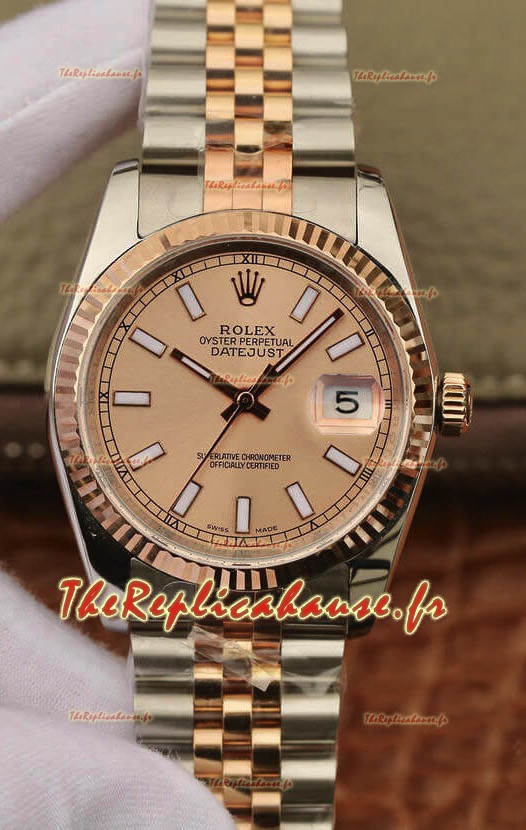 Montre Rolex Datejust 36MM Mouvement ETA-3135 Réplique Suisse en 904L cadran brun bicolore