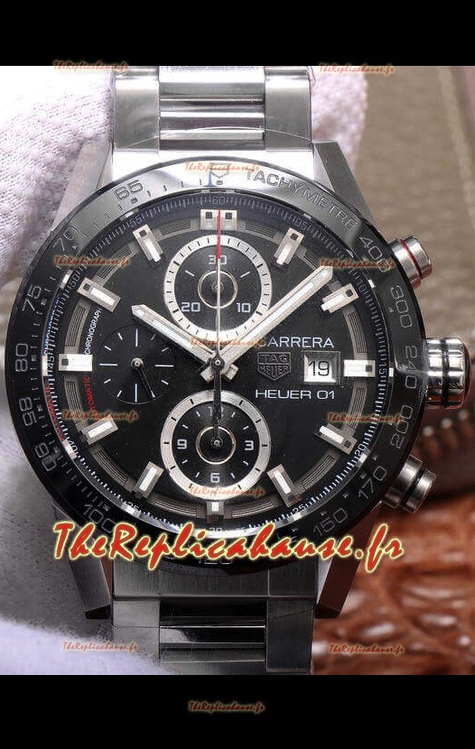 Montre Tag Heuer Carrera Heuer 01 Réplique Suisse avec boîtier en acier et lunette en céramique 43MM