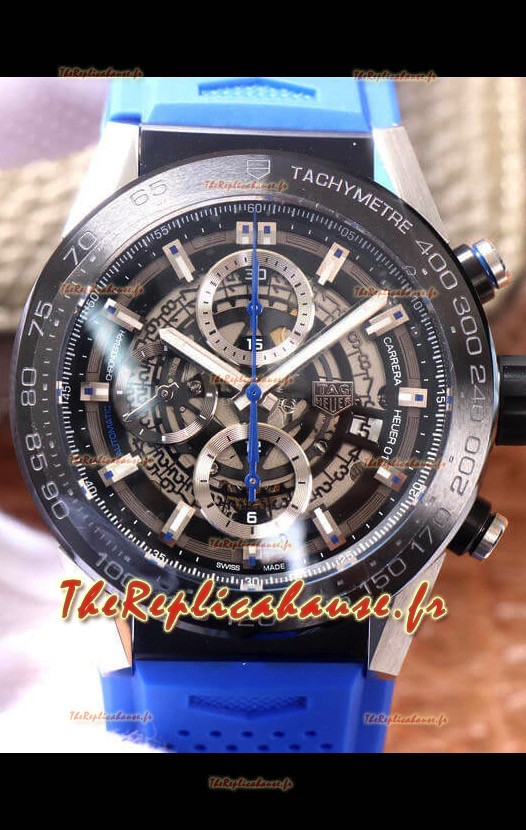 Montre Tag Heuer Carrera Heuer 01 Réplique Suisse Montre avec bracelet bleu 