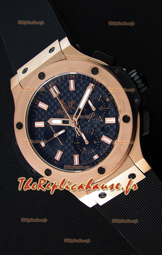 Montre Hublot Big Bang suisse Cadran Carbone et boîtier rose or Réplique : Répliquée à l’identique 1:1 