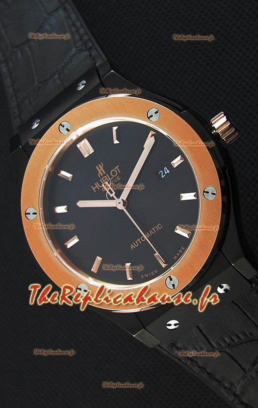 Montre Hublot Classic Fusion Suisse en céramique Cadran noir or optimisé Réplique à l’identique 1:1