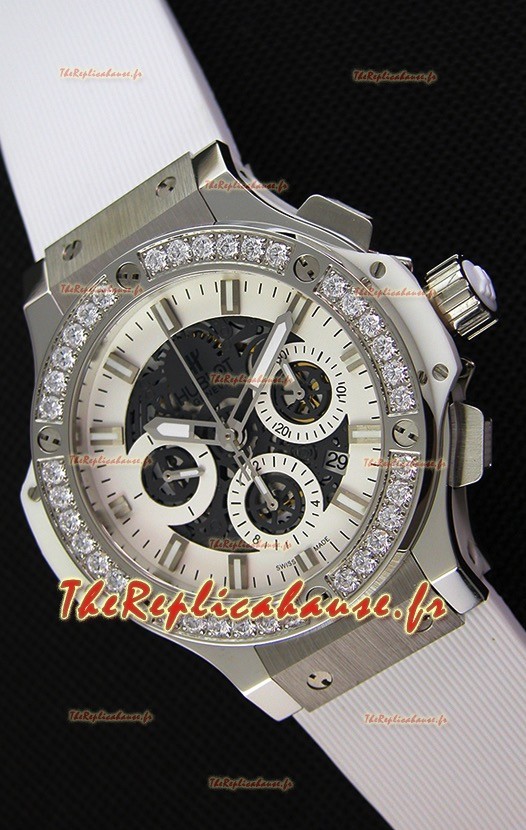 Montre Hublot Big Bang Diamonds suisse Réplique en acier à Lunette en diamants dans un boîtier en acier