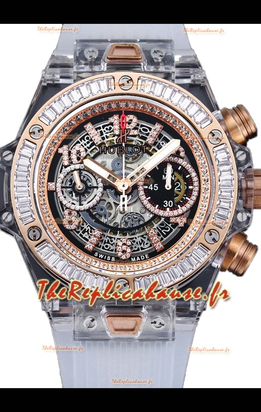 Hublot Big Bang Unico Boîtier saphir Edition Montre réplique 1:1 Suisse Bracelet blanc