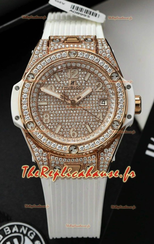 Hublot Big Bang One Click Diamants Cadran pavé Or Rose Montre Réplique Suisse 39MM