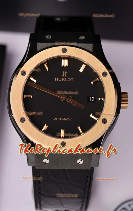 Hublot Classic Fusion Boîtier Céramique Lunette Or Rose Montre Superclone 42MM 