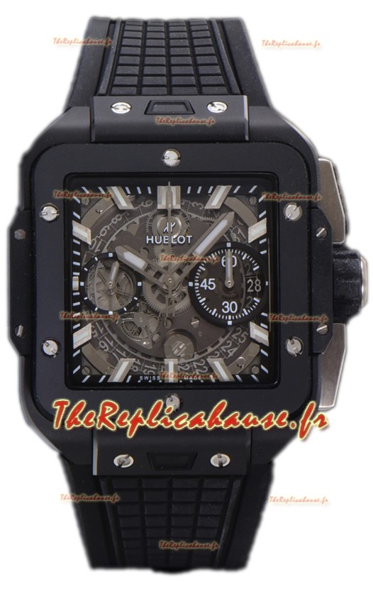 Hublot Square Bang Unico Montre chronographe en céramique noire réplique 1:1