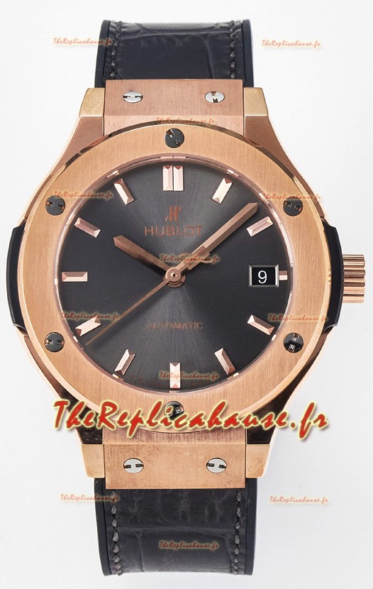 Hublot Super Clone Classic Fusion Or Rose 38MM Réplique de Montre 1:1 Cadran Gris