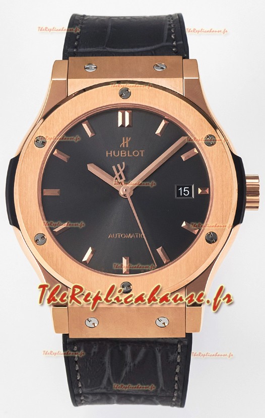 Hublot Super Clone Classic Fusion Or Rose 42MM Réplique Montre 1:1 Cadran Gris