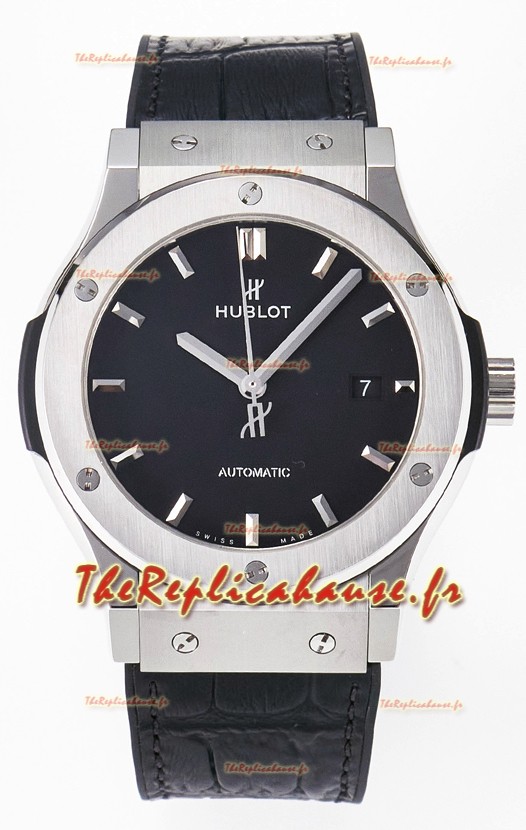 Hublot Super Clone Classic Fusion Titane 42MM Réplique Montre 1:1 Cadran noir