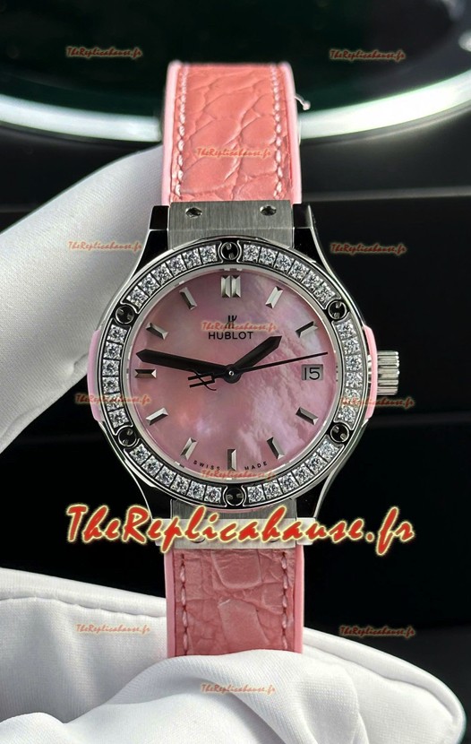 Hublot Super Clone Classic Fusion Titanium 33MM Réplique Montre 1:1 Rose Cadran MOP