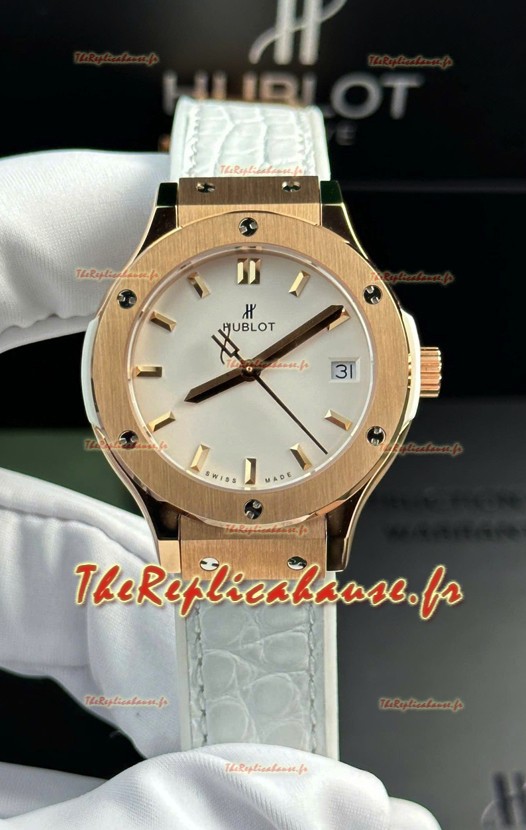 Hublot Super Clone Classic Fusion Or Rose 33MM Réplique Montre 1:1 Cadran Blanc