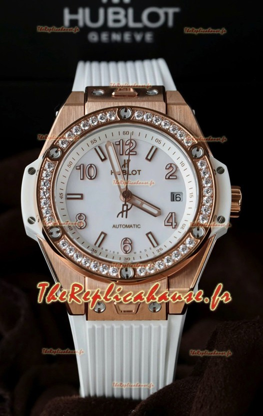 Hublot Big Bang One Click King Cadran Blanc Or Rose Réplique Montre Suisse 39MM