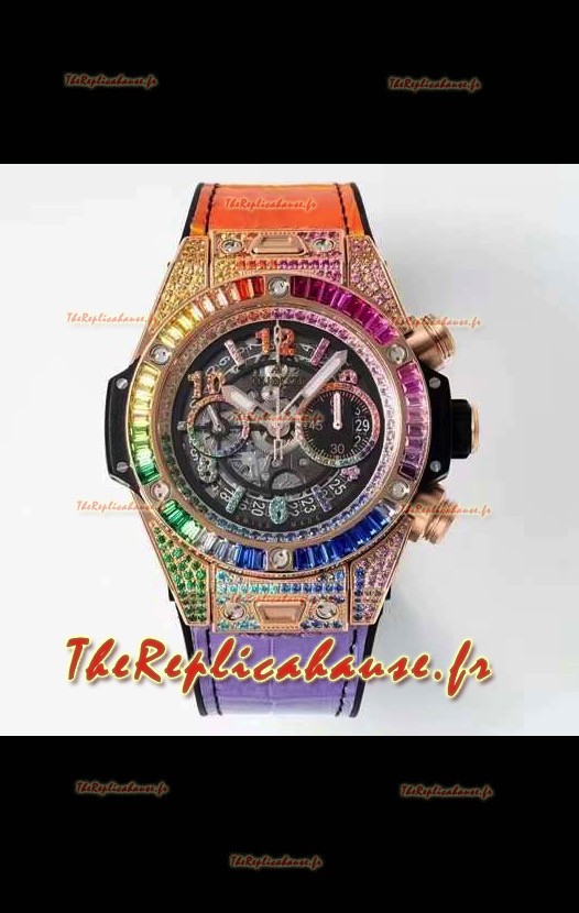 Montre Hublot Big Bang UNICO Or Rose Arc-en-ciel Réplique Suisse 1:1 