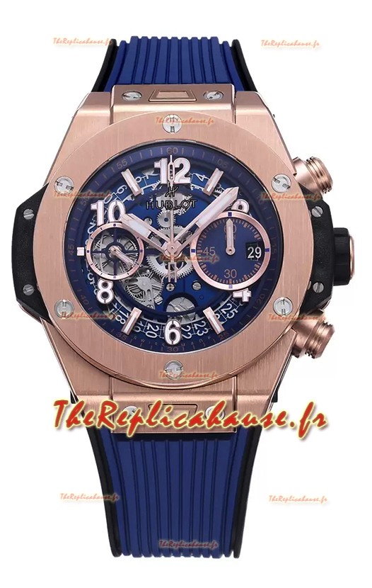 Hublot Big Bang Unico Boitier bleu or rose Edition miroir 1:1 Montre réplique suisse