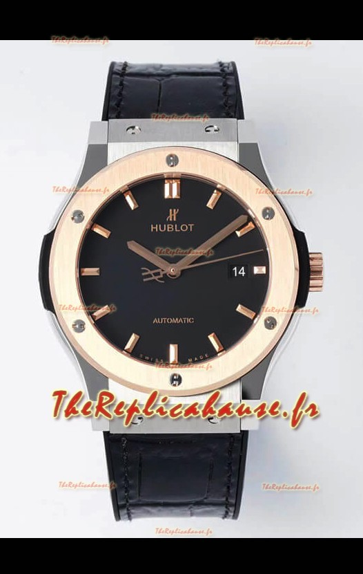 Hublot Classic Fusion Deux tons Cadran noir 42MM Montre réplique 1:1 Qualité miroir