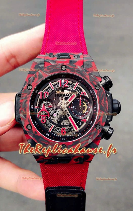 Hublot Big Bang Unico Carbone rouge Las Vegas Boutique Édition Réplique montre suisse