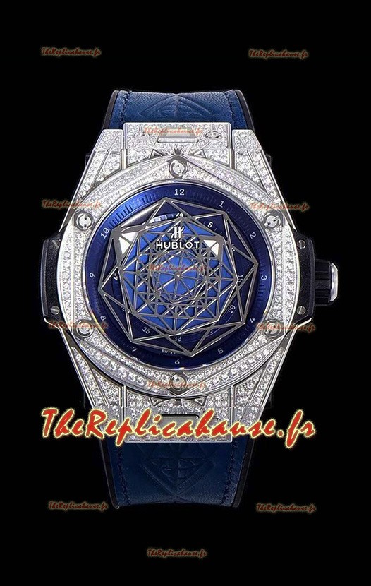 Montre Hublot Big Bang One Click Sang Bleu Réplique Miroir 1:1 dans un boîtier en acier inoxydable 45MM - Cadran Bleu