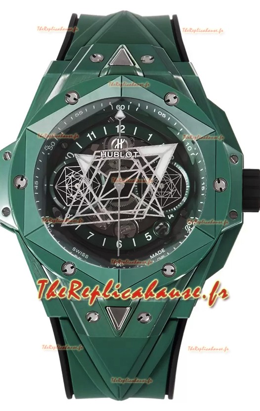 Hublot Big Bang UNICO Sang Bleu II Céramique Verte Montre réplique Suisse Miroir 1:1 