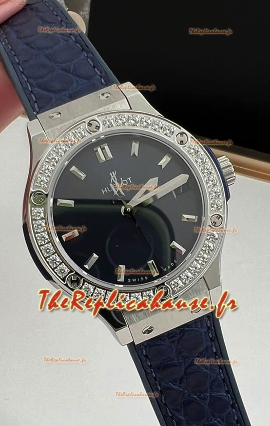 Hublot Classic Fusion Acier inoxydable 33MM Cadran bleu Montre Mouvement Quartz Suisse Miroir 1:1