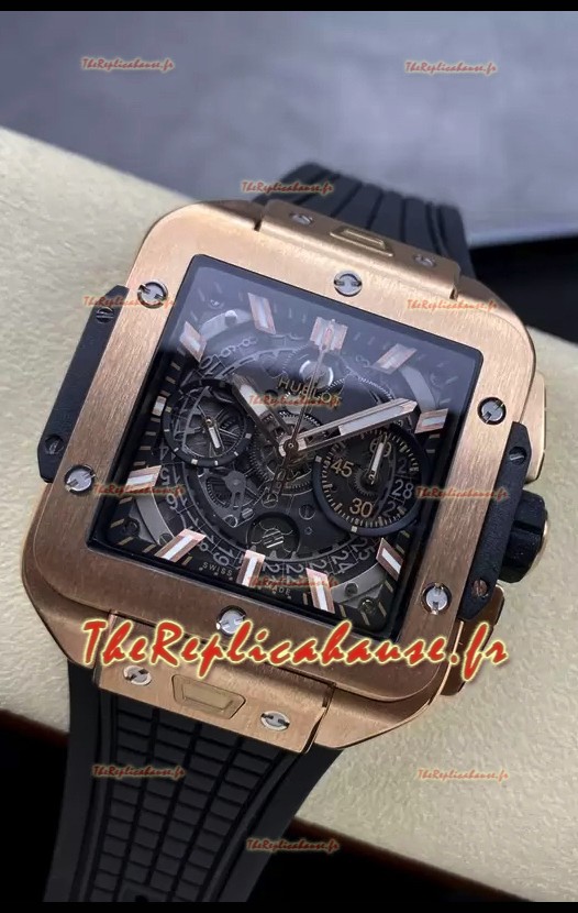 Hublot Square Bang Unico Montre chronographe en or rose et titane Réplique miroir 1:1