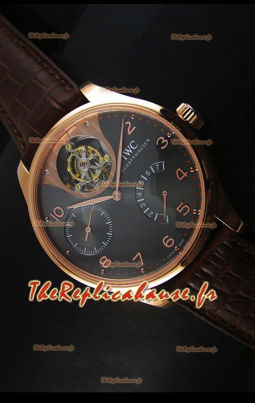 Montre en Or Rose avec un Cadran Gris IWC IW504602 Portugieser Tourbillon 