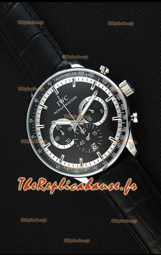 Montre IWC Schaffhausen japonnaise Réplique à mouvement à Quartz avec Cadran Noir 
