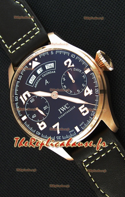 Montre IWC Big Pilot Annual Calender Antoine de Saint Exupéry Cadran marron Modèle IW502706 Répliquée à l’identique 1:1