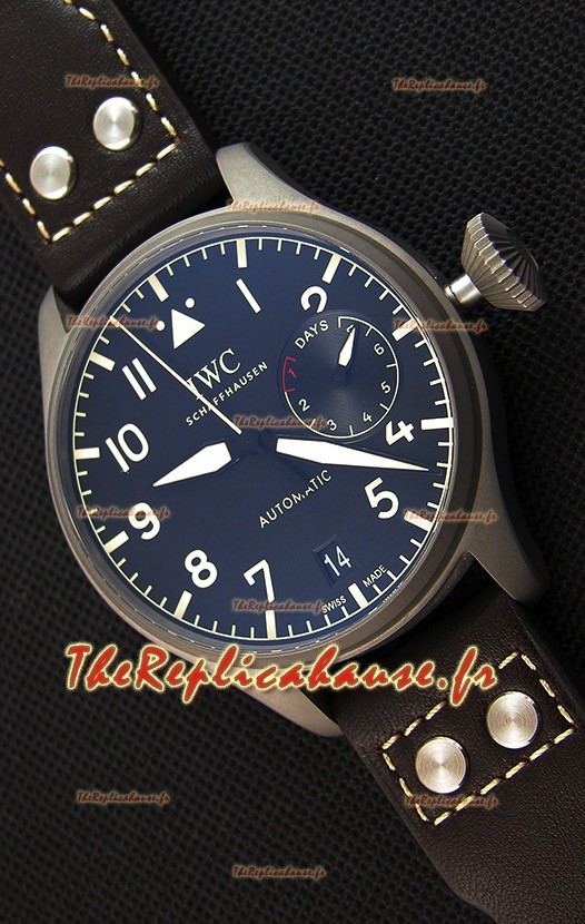 Montre IWC Big Pilot’s IW501004 Heritage Titane Suisse Réplique. Réserve de batterie fonctionnelle. Répliquée à l’identique 1:1