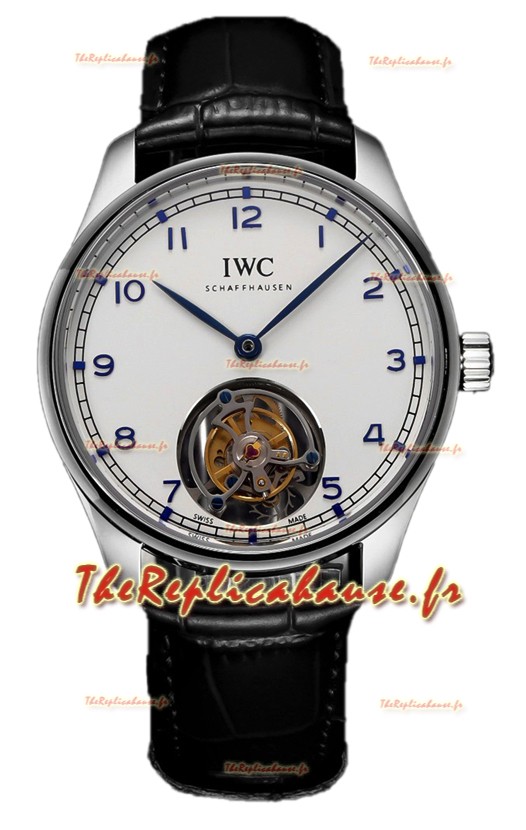 IWC Portugieser IW5458 Hand-Wound Genuine Tourbillon en acier Montre Suisse Réplique 