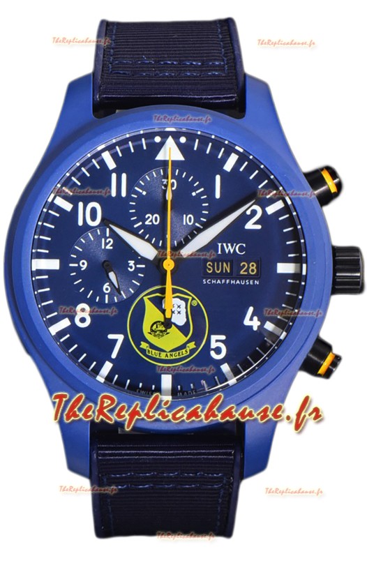 IWC Pilot's Chronograph Blue Angels en céramique IW389109 1:1 Réplique avec cadran bleu
