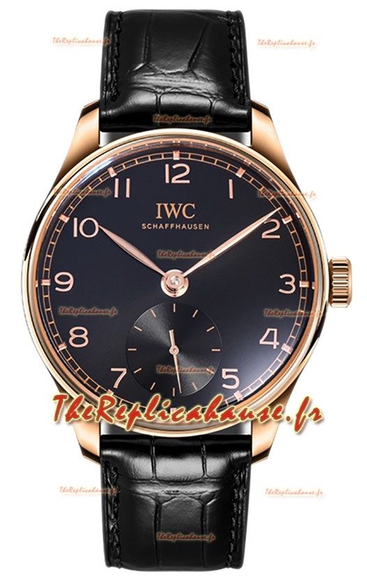 IWC Portugieser Automatic 40 IW358401 Cadran noir en or rose Montre Réplique 