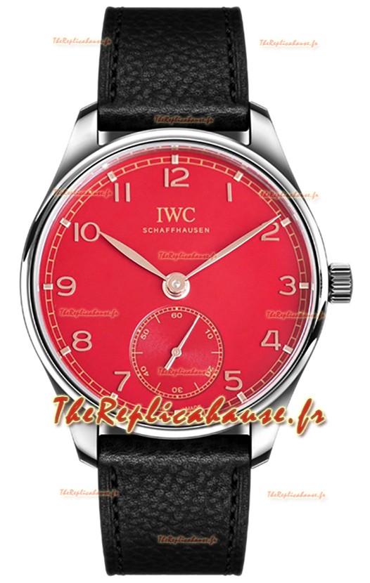 IWC Portugieser Automatic 40 IW3583 Cadran rouge en acier inoxydable Montre réplique 1:1 