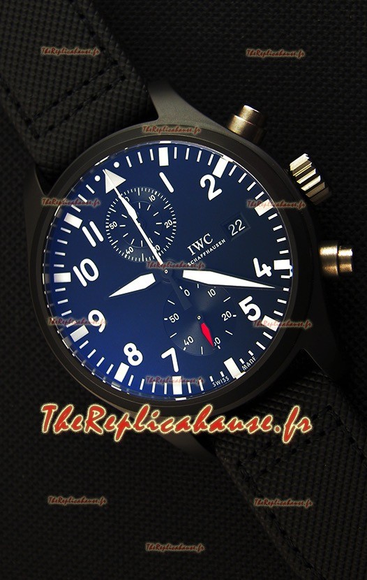 IWC Pilot's Top Gun chronographe IW389001 1:1 Boîtier en céramique Montre Réplique Miroir Ultime