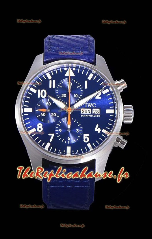 Montre IWC Pilot's Chronograph en acier 1:1 Réplique miroir à cadran bleu
